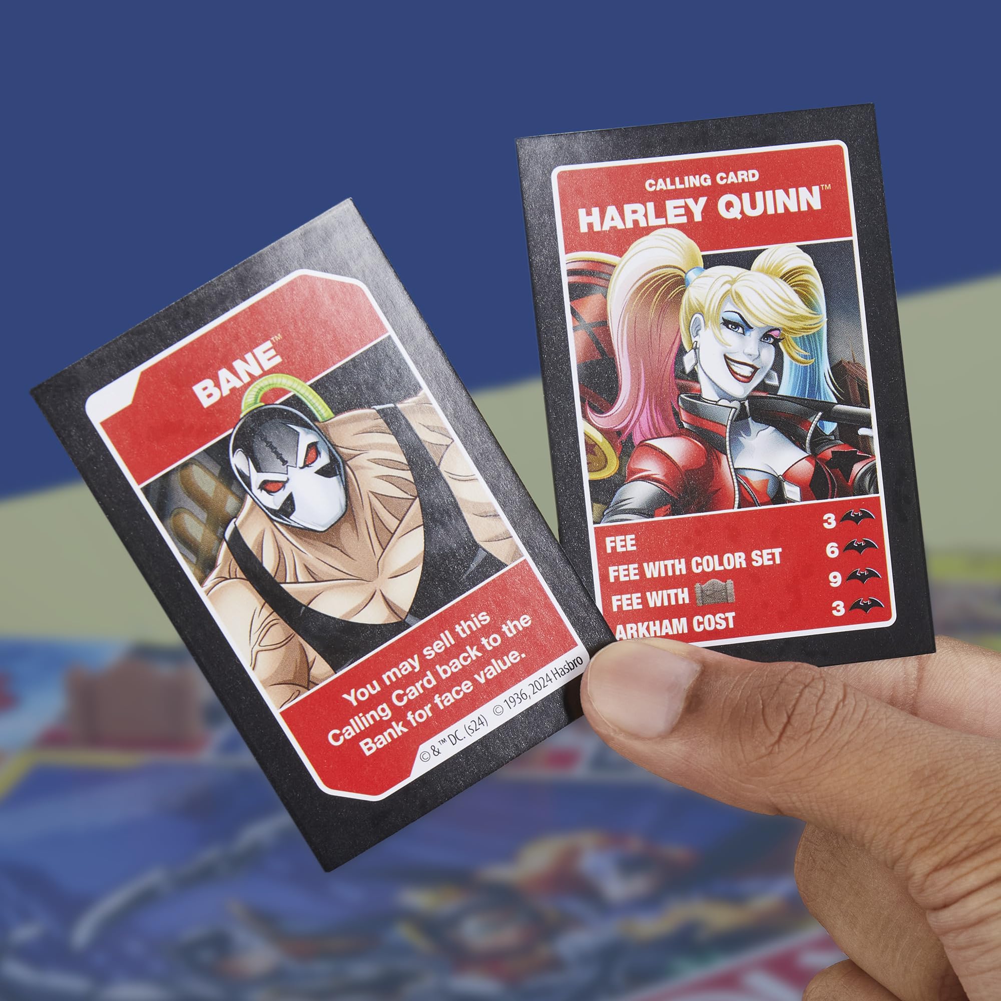 Hasbro Monopoly Batman Edition gameboard close-up with villains