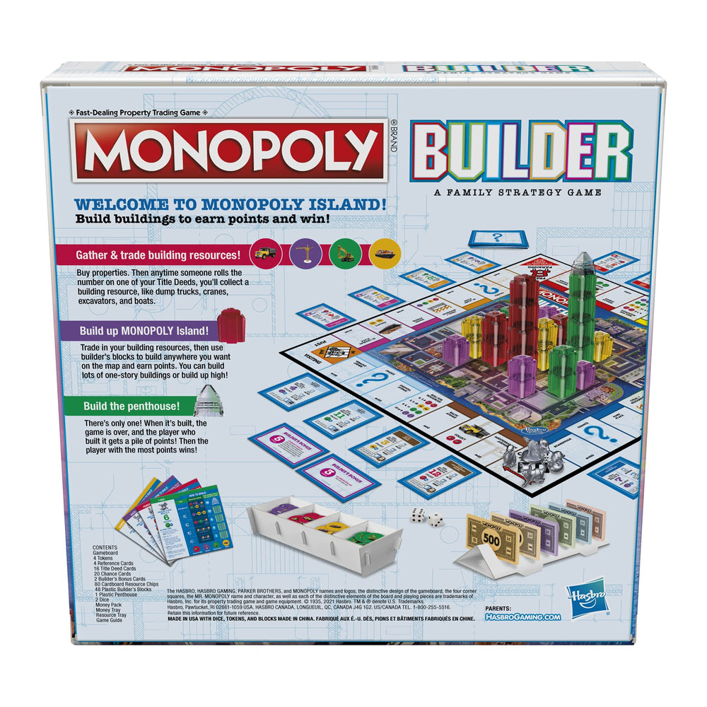 Hasbro Monopoly Builder penthouse construction progressing on the island