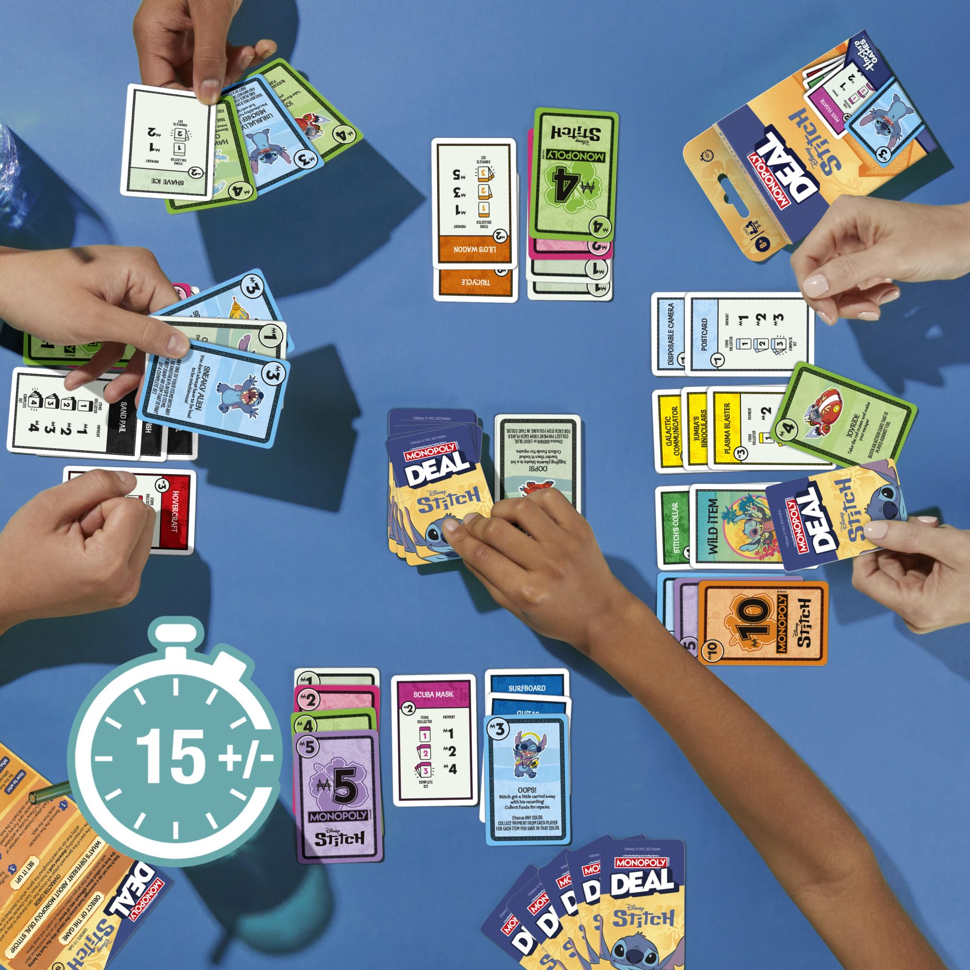 Action cards from Stitch Edition ready to snatch or swap items during play.