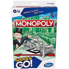 Hasbro Monopoly Grab N Go tokens compact for quick travel-friendly gameplay