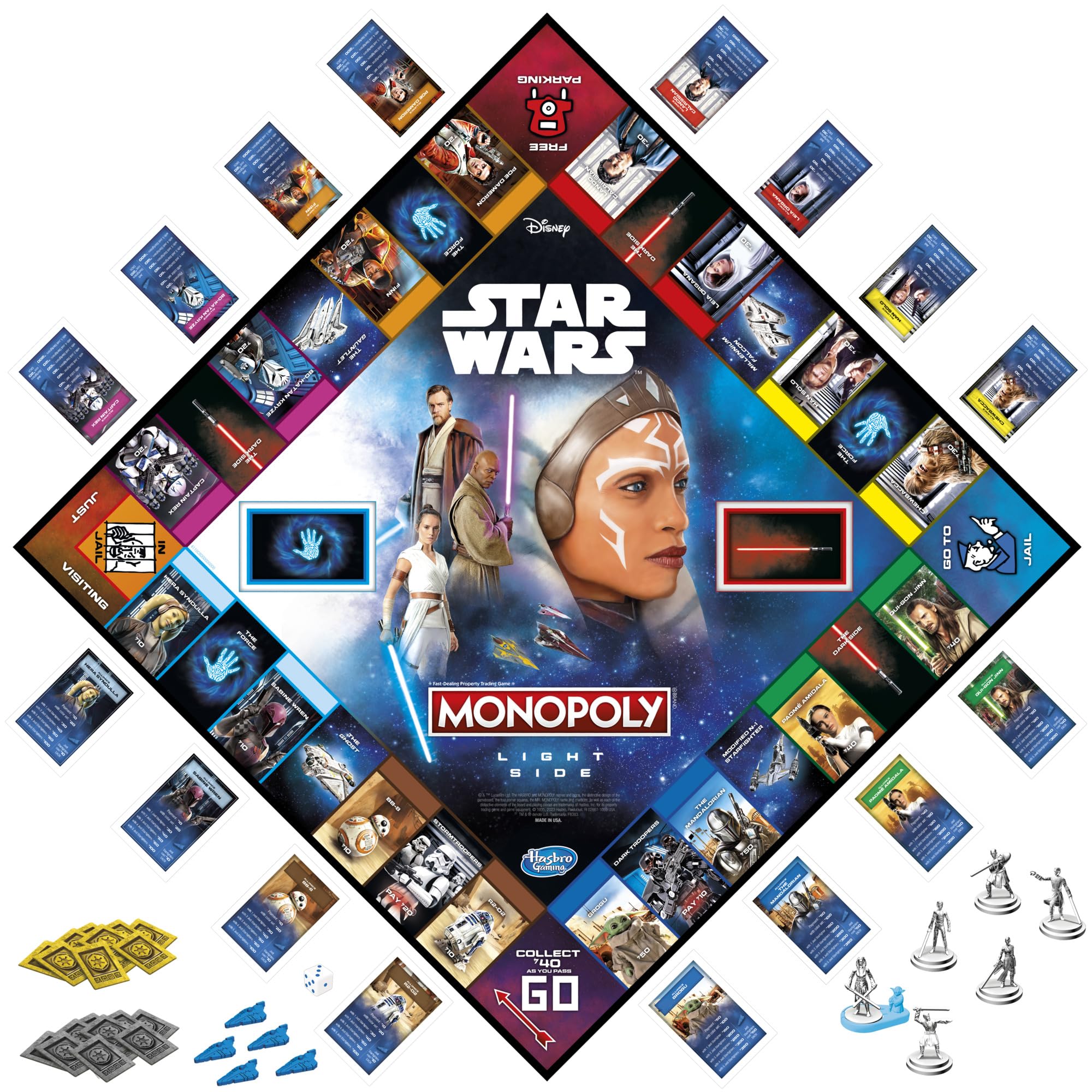 Game board showing Rebel paths in Hasbro Monopoly Star Wars Light Side Edition