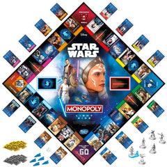 Game board showing Rebel paths in Hasbro Monopoly Star Wars Light Side Edition