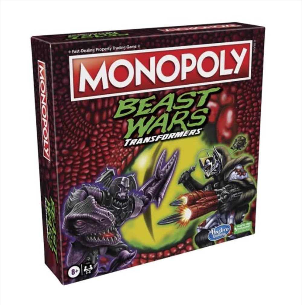 Hasbro Monopoly Transformers Beast Wars Edition gameboard set up for family play.