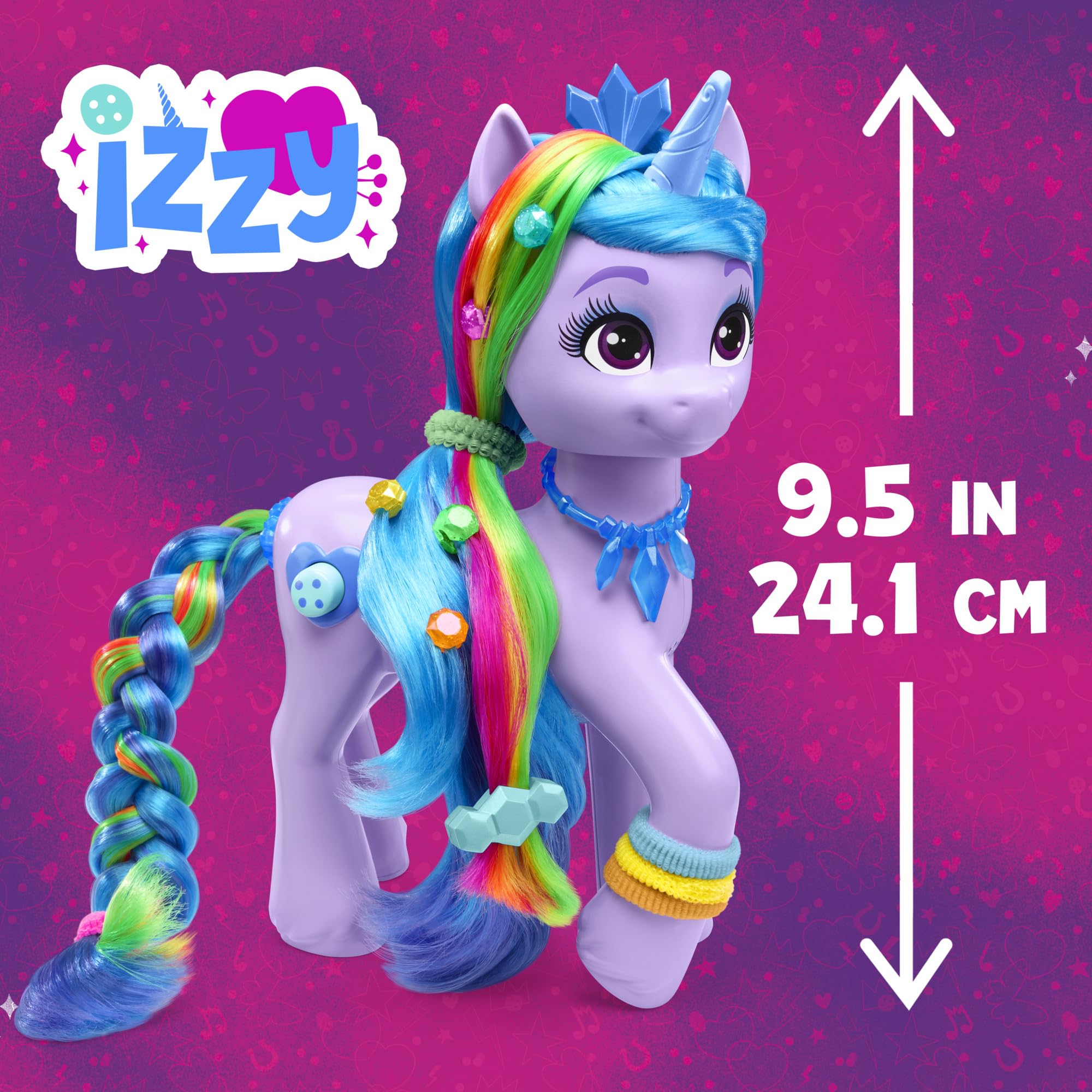 Hasbro My Little Pony Izzy Moonbow includes combs and spiral tools for creative hair