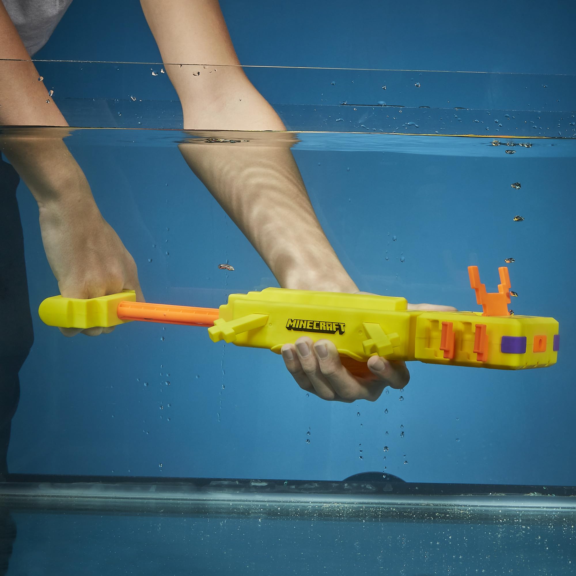 Hasbro Nerf Super Soaker Minecraft Axolotl Blaster ready for outdoor battles