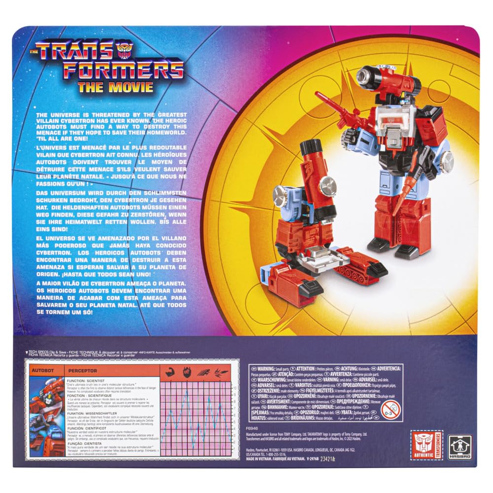 Hasbro Perceptor tech specs panel helps compare strength and abilities