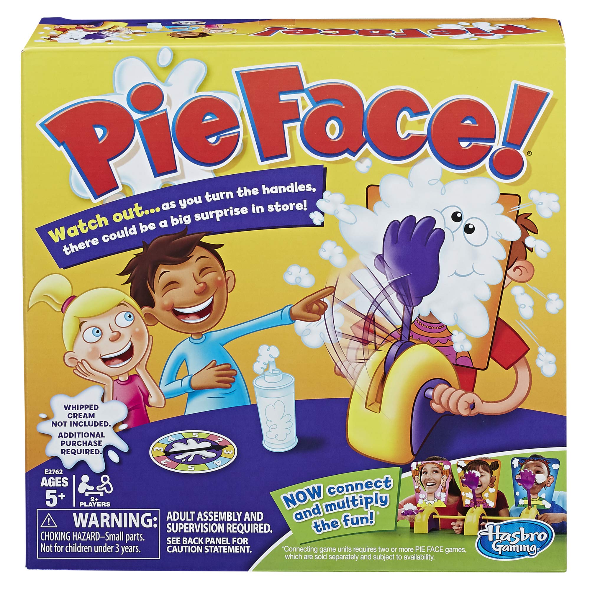 Hasbro Pie Face Game face mask in action during a playful family night.