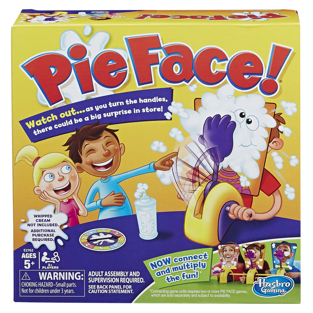 Hasbro Pie Face Game face mask in action during a playful family night.