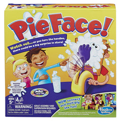 Hasbro Pie Face Game face mask in action during a playful family night.