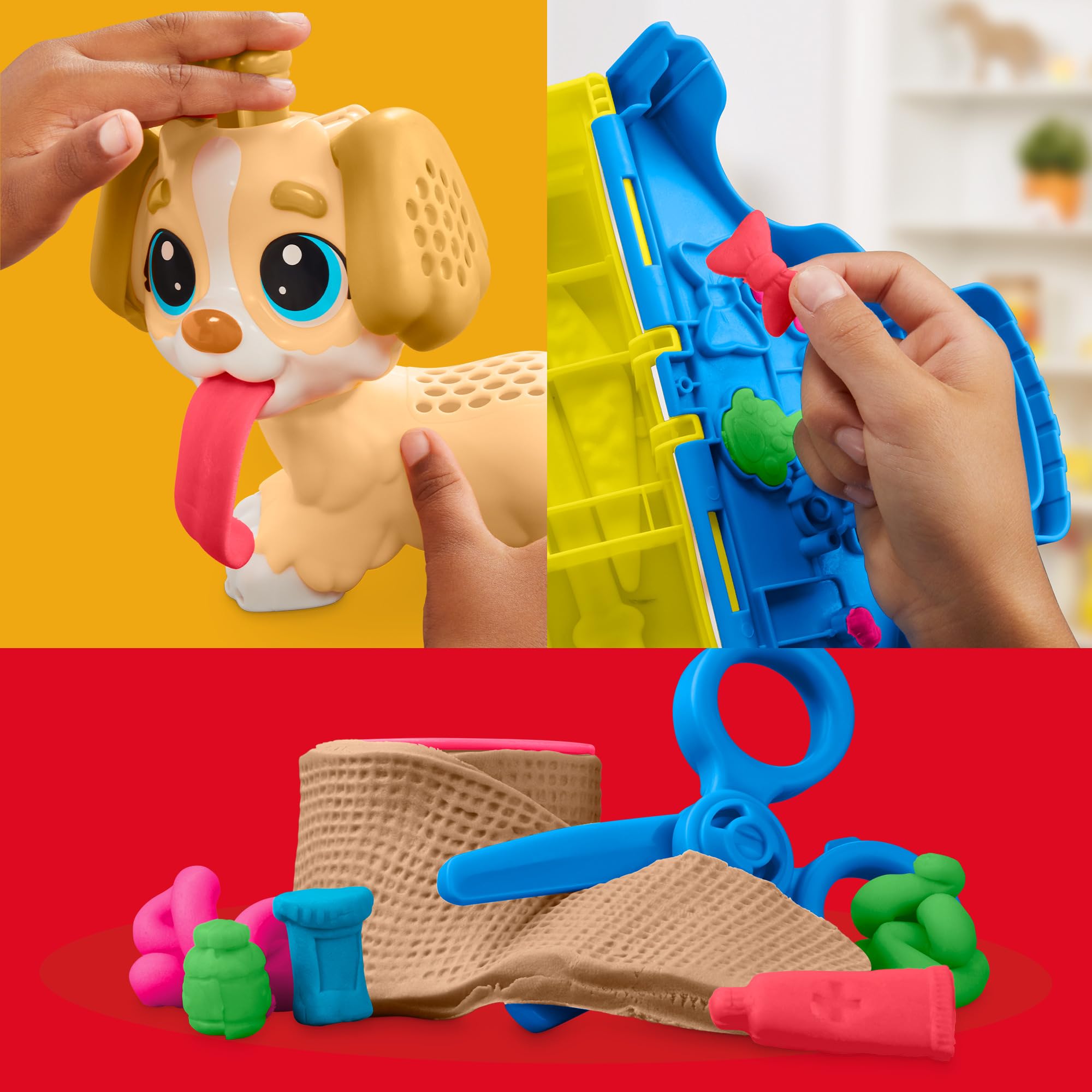 Hasbro Play-Doh Care 'n Carry Vet Playset long tongue mold for fun grooming.