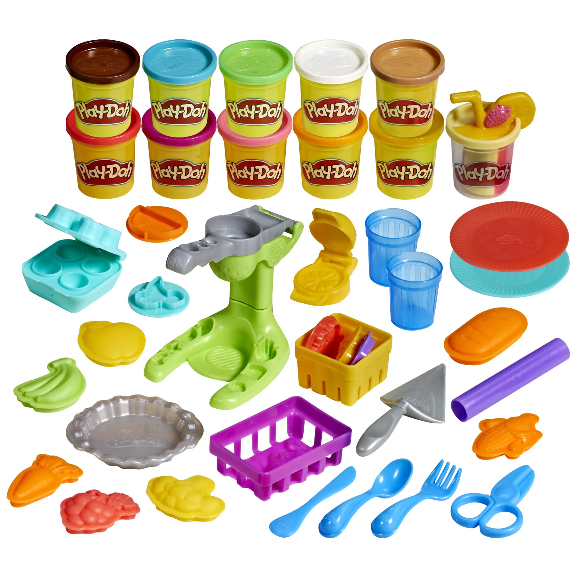 Hasbro Play-Doh farmer market kitchen playset with tools for imaginative market play.