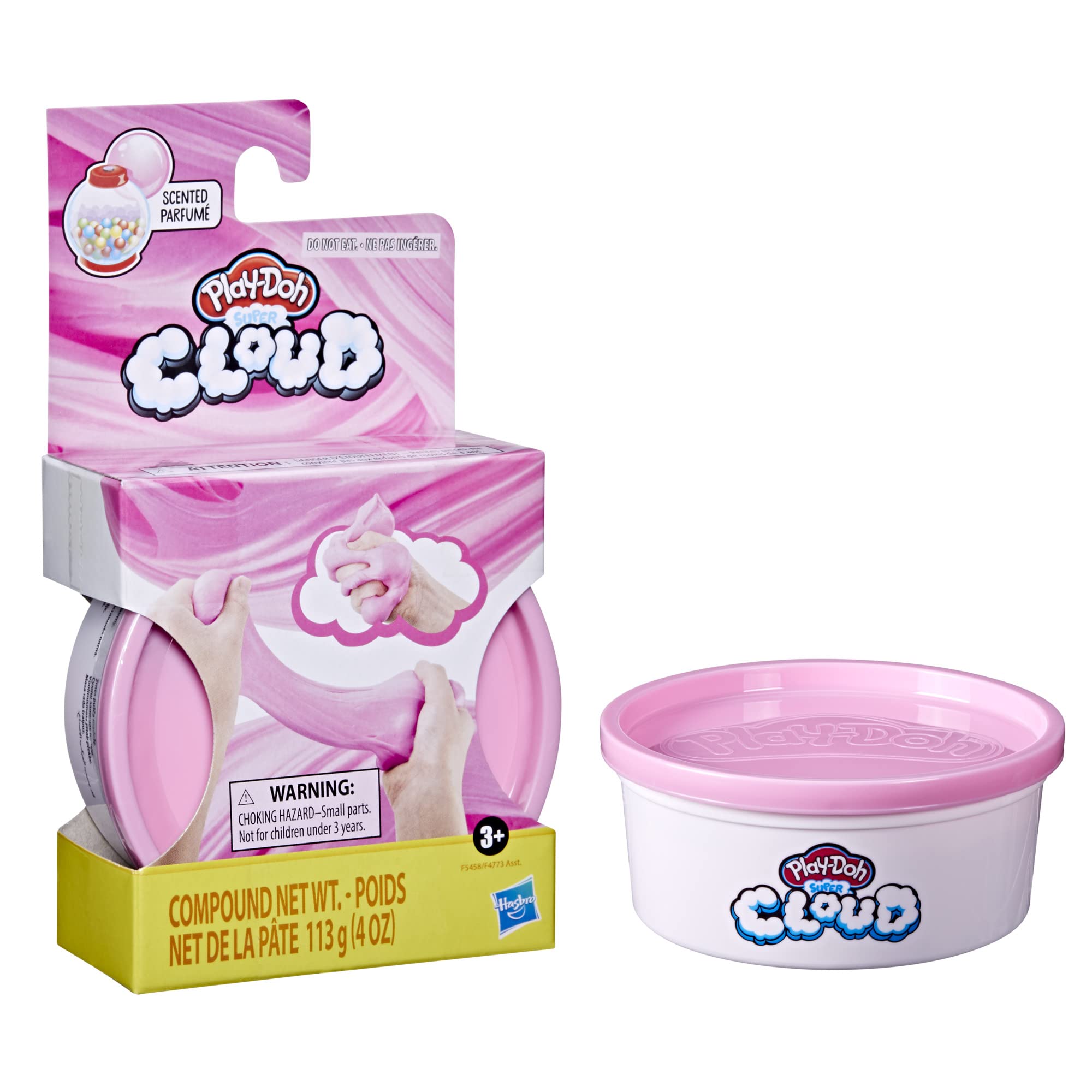 Hasbro Play-Doh Super Cloud Pink 4-ounce can with resealable lid for storage.