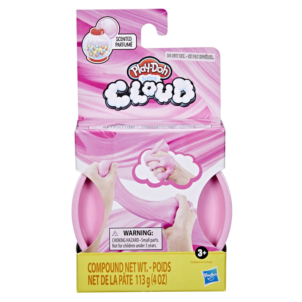 Hasbro Play-Doh Super Cloud Pink close-up highlighting fluffy texture for sensory play.