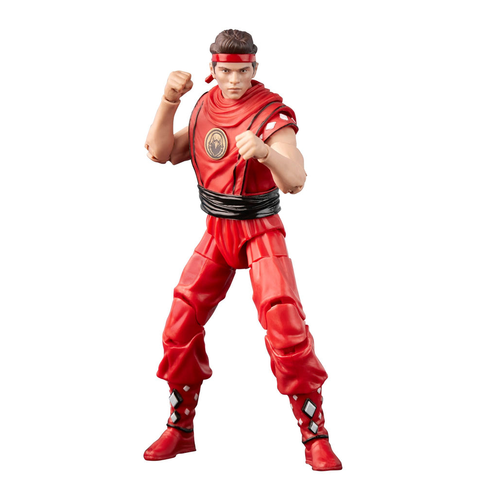 Hasbro Power Rangers Cobra Kai Morphed Miguel Diaz Red Eagle Ranger figure in articulated pose.
