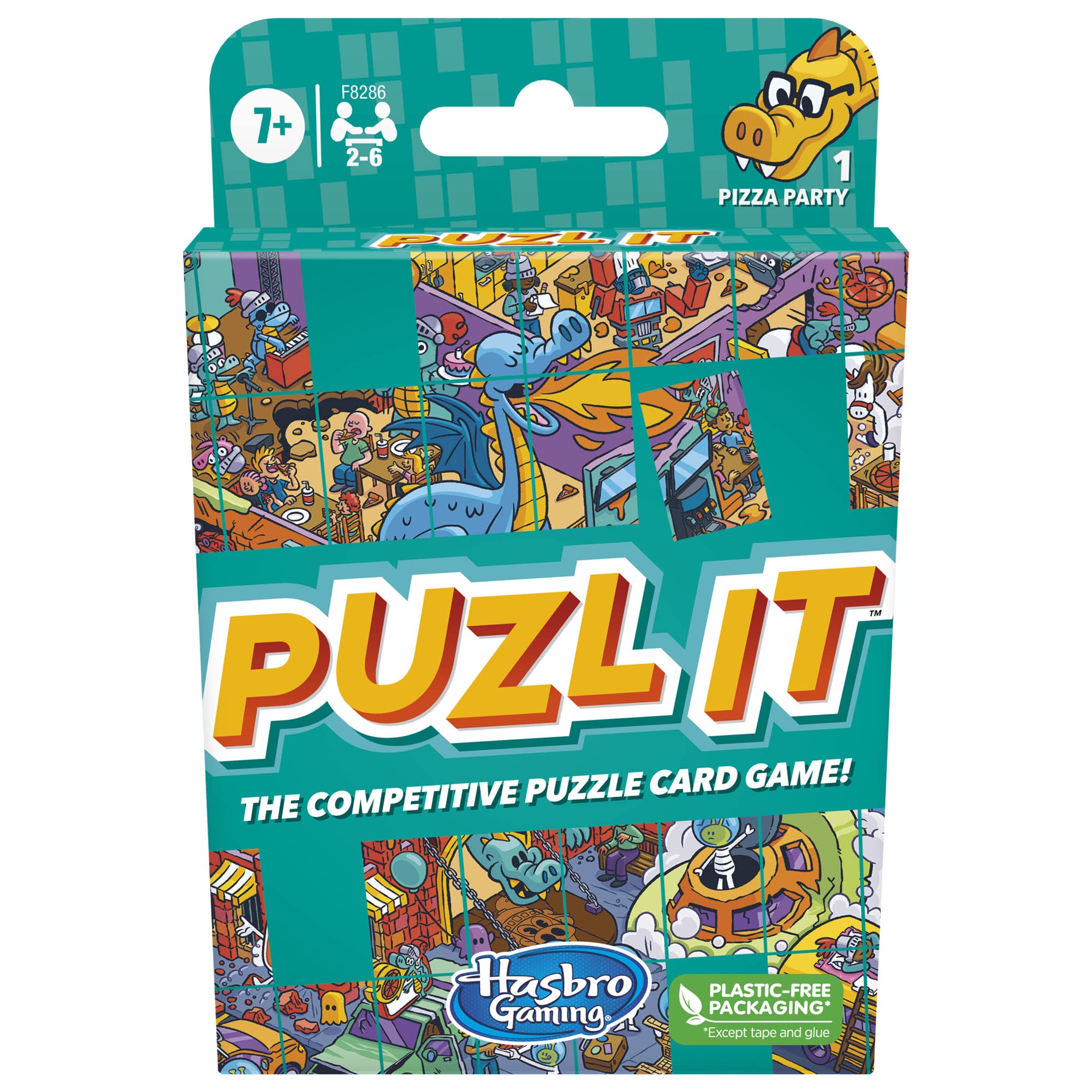 Hasbro Puzl It game: puzzle-cards visuals for family challenge and fast-paced play.
