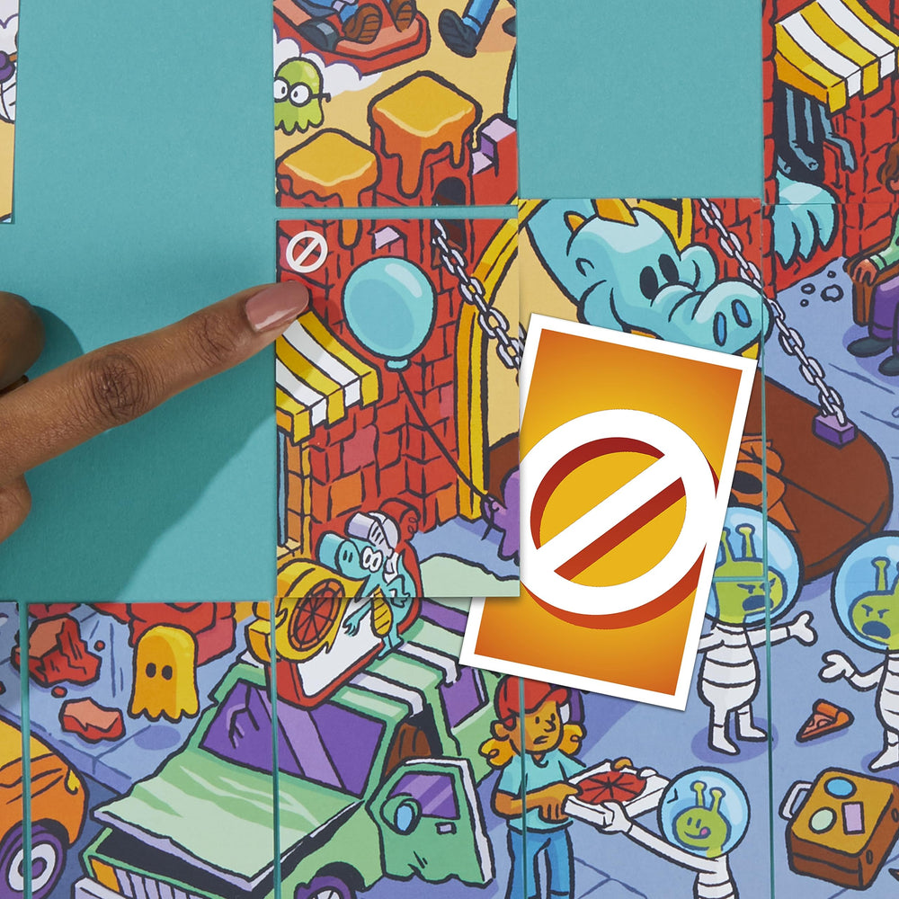 Hasbro Puzl It game: pizza-party-poster visual shows inviting party atmosphere during play.