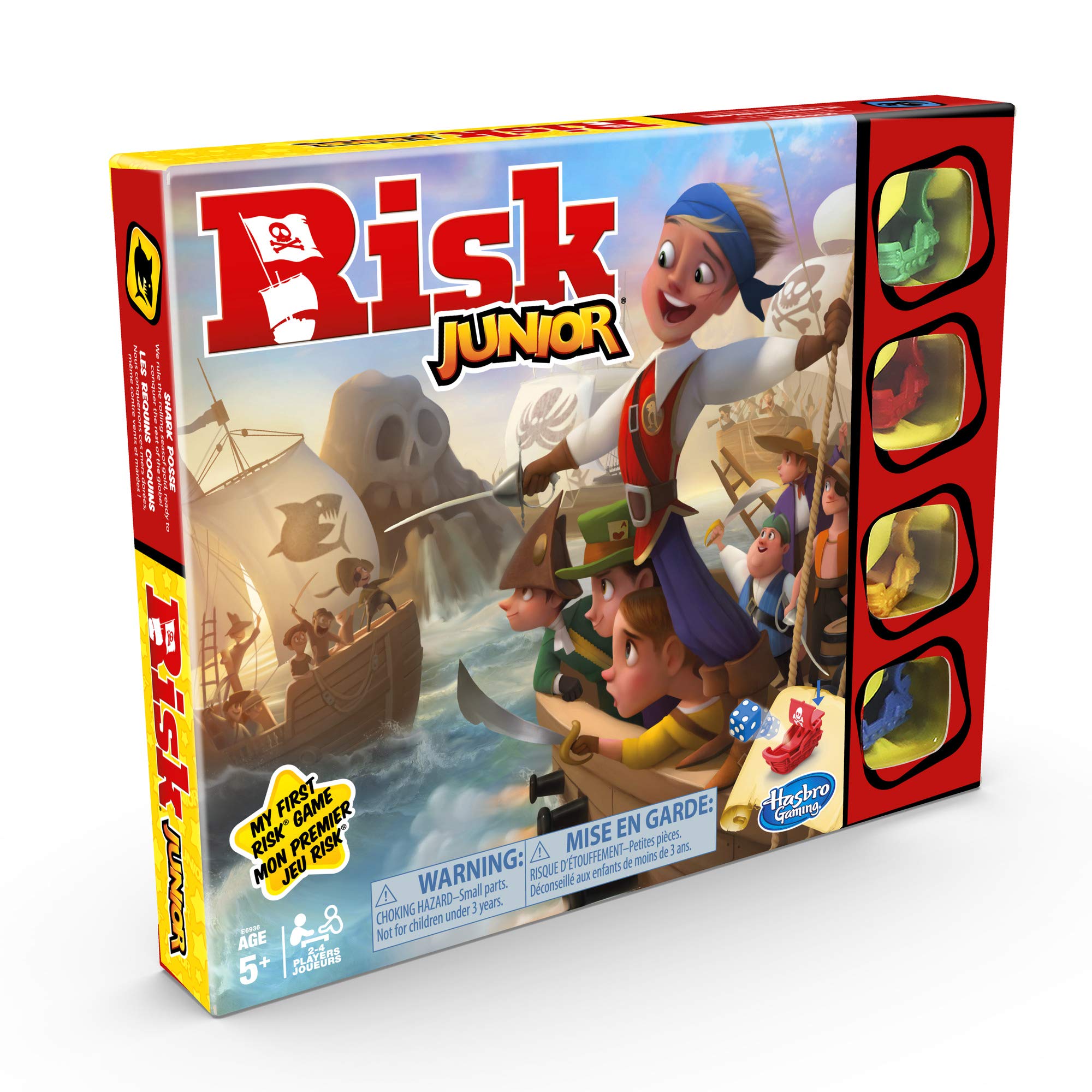 Hasbro Risk Jr ship counter on a pirate map invites quick, engaging rounds.