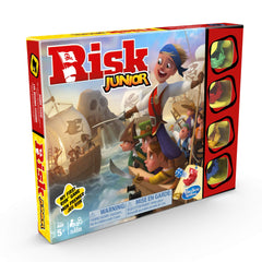 Hasbro Risk Jr ship counter on a pirate map invites quick, engaging rounds.