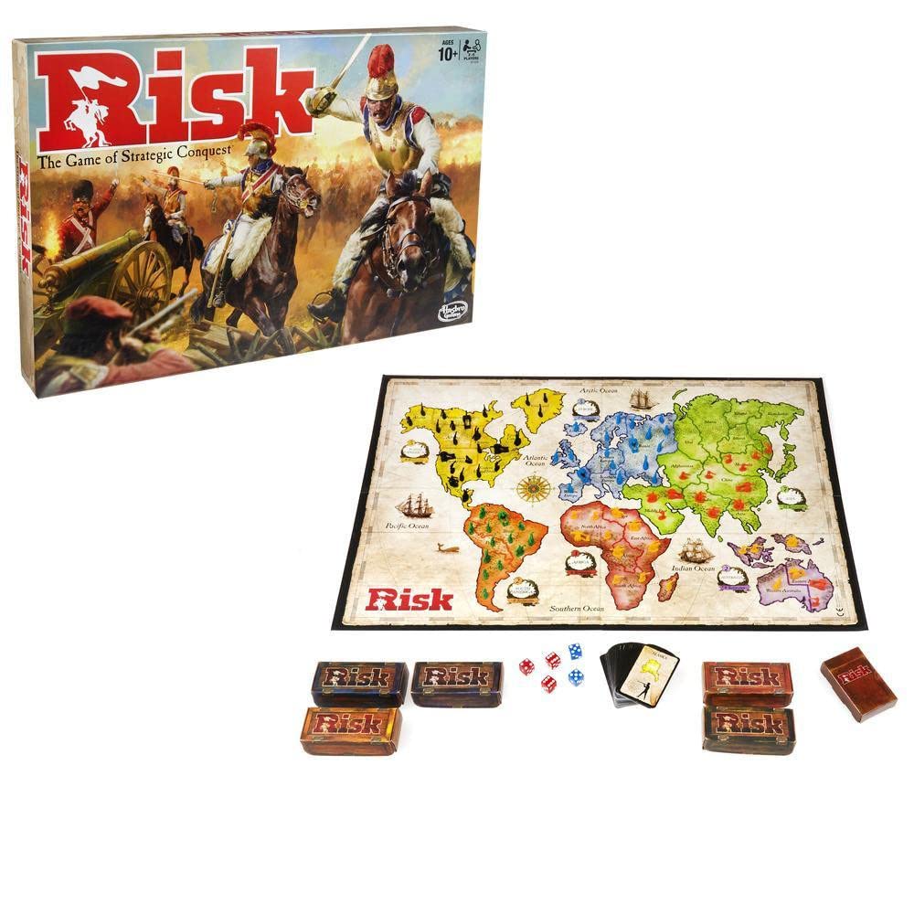 Hasbro Risk Refresh 2016 mission cards highlight objectives for varied gameplay.