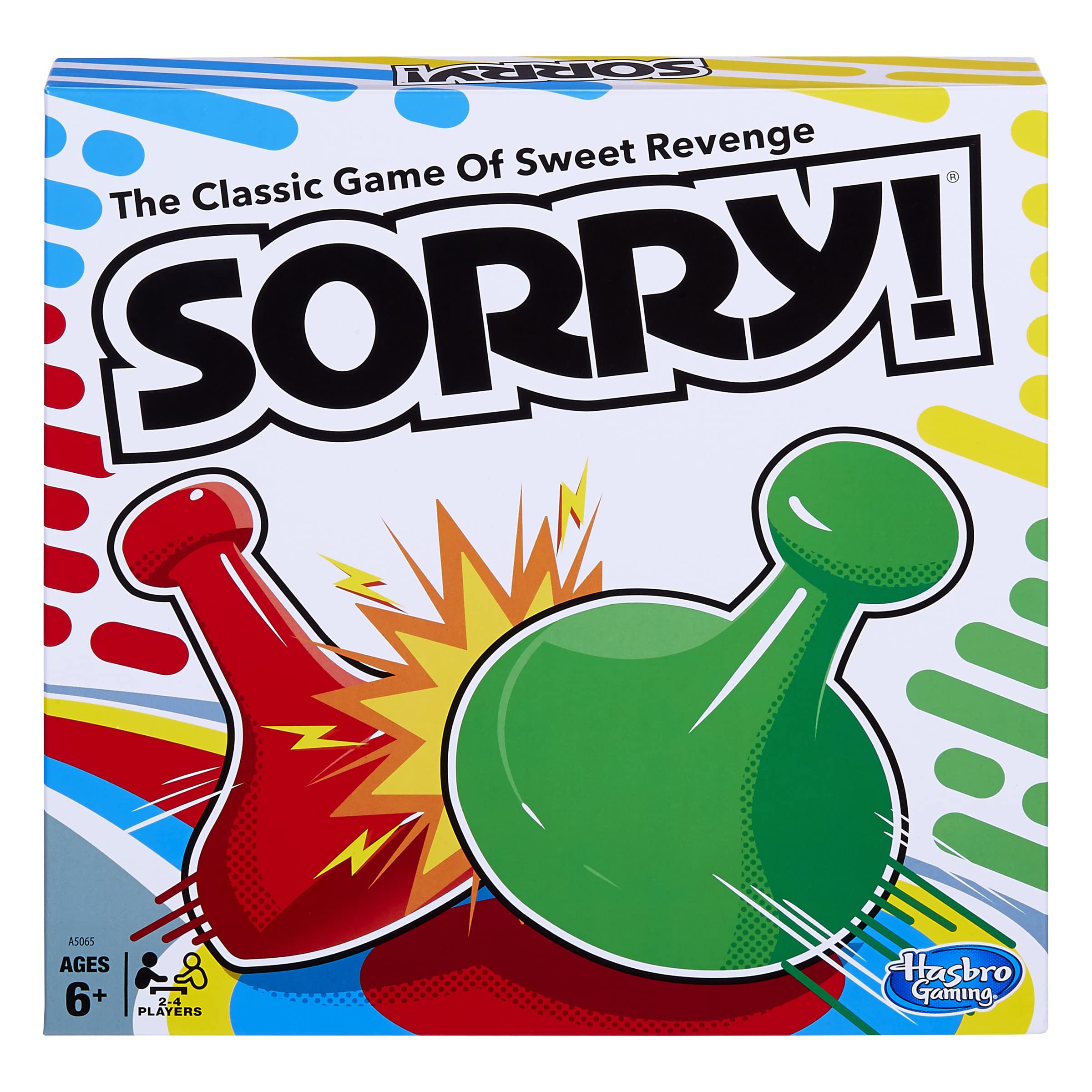 Hasbro Sorry! board game setup showing pawns ready for action and family fun.