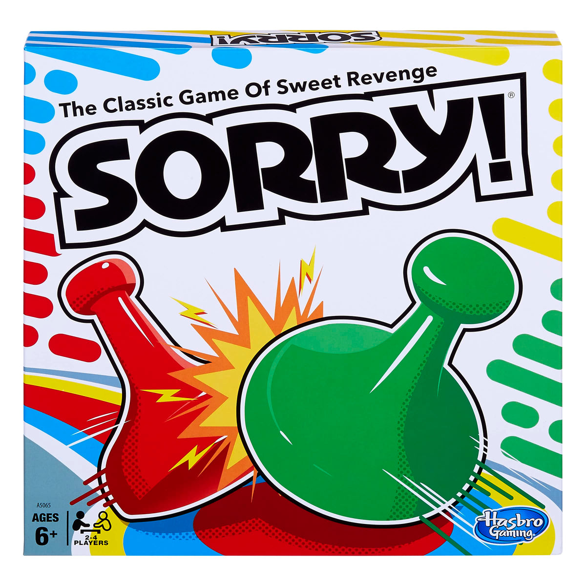 Hasbro Sorry! board game setup showing pawns ready for action and family fun.