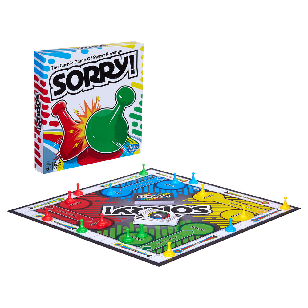 Hasbro Sorry! card draw shown, signaling moves and strategic choices.