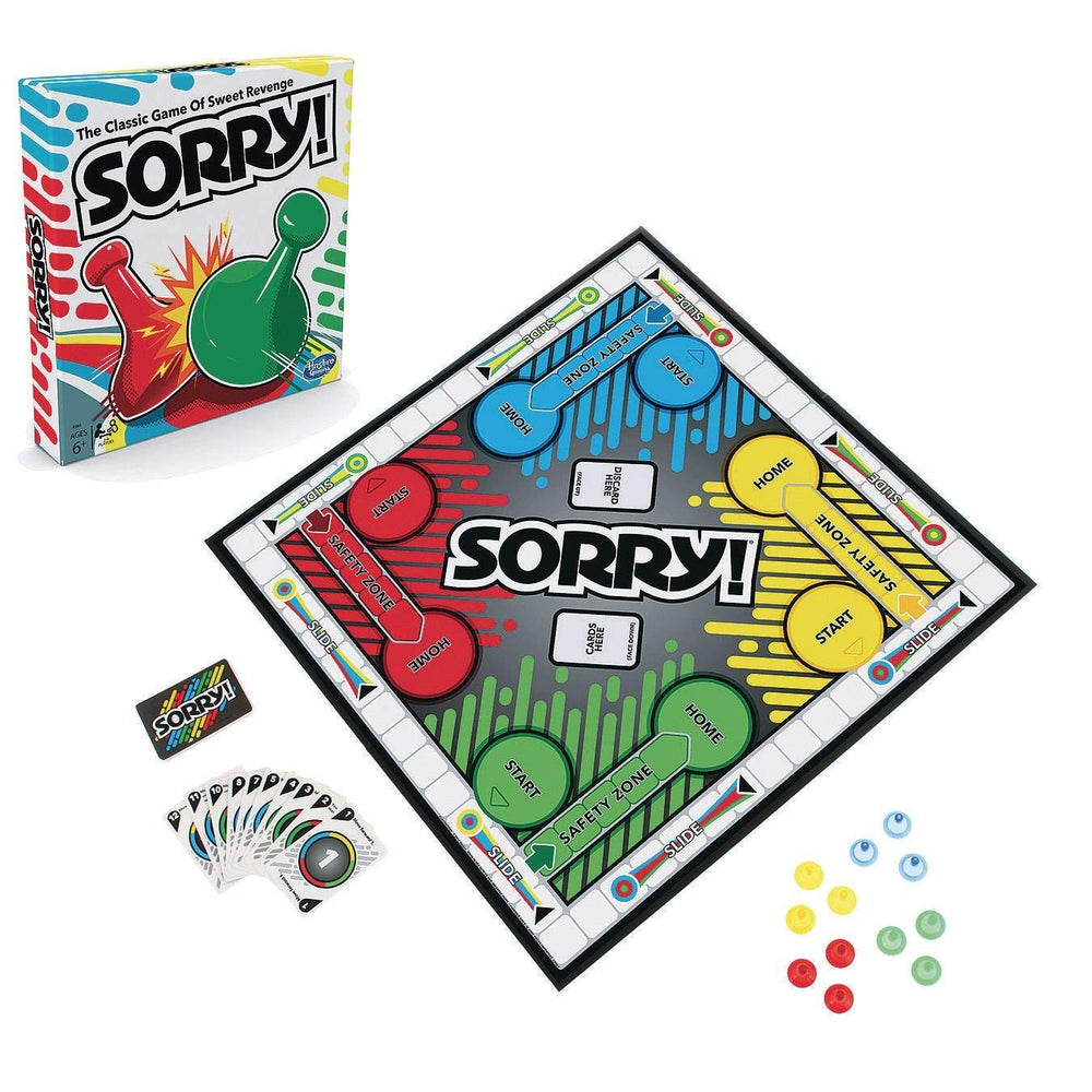 Hasbro Sorry pawns bumping on the slide delivers lively, interactive gameplay
