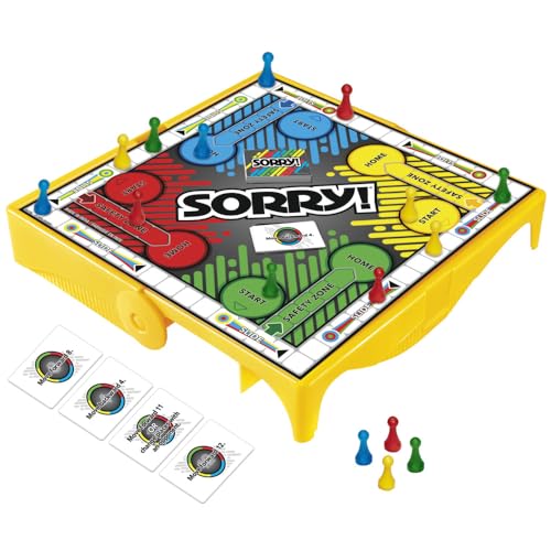 Sorry travel-size game unit inside demonstrates easy storage and take-along play.