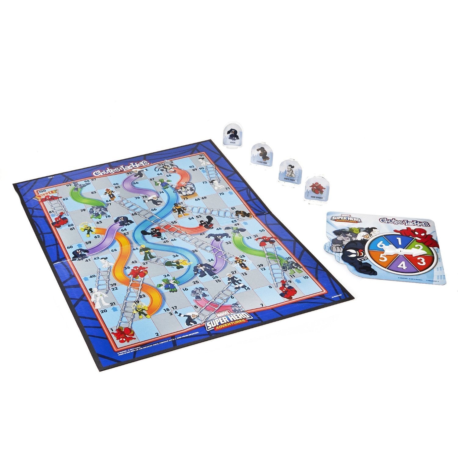 Hasbro Spider-Man board game featuring a bright, kid-friendly board and artwork.