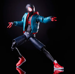 Miles Morales figure displayed with other Marvel Legends collection pieces.