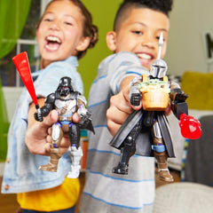 Iconic Star Wars characters including Vader and Mandalorian appear