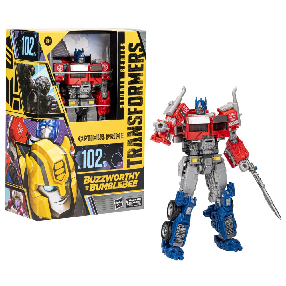 Hasbro Transformers Optimus Prime 16cm front view highlights poseable detail for display.
