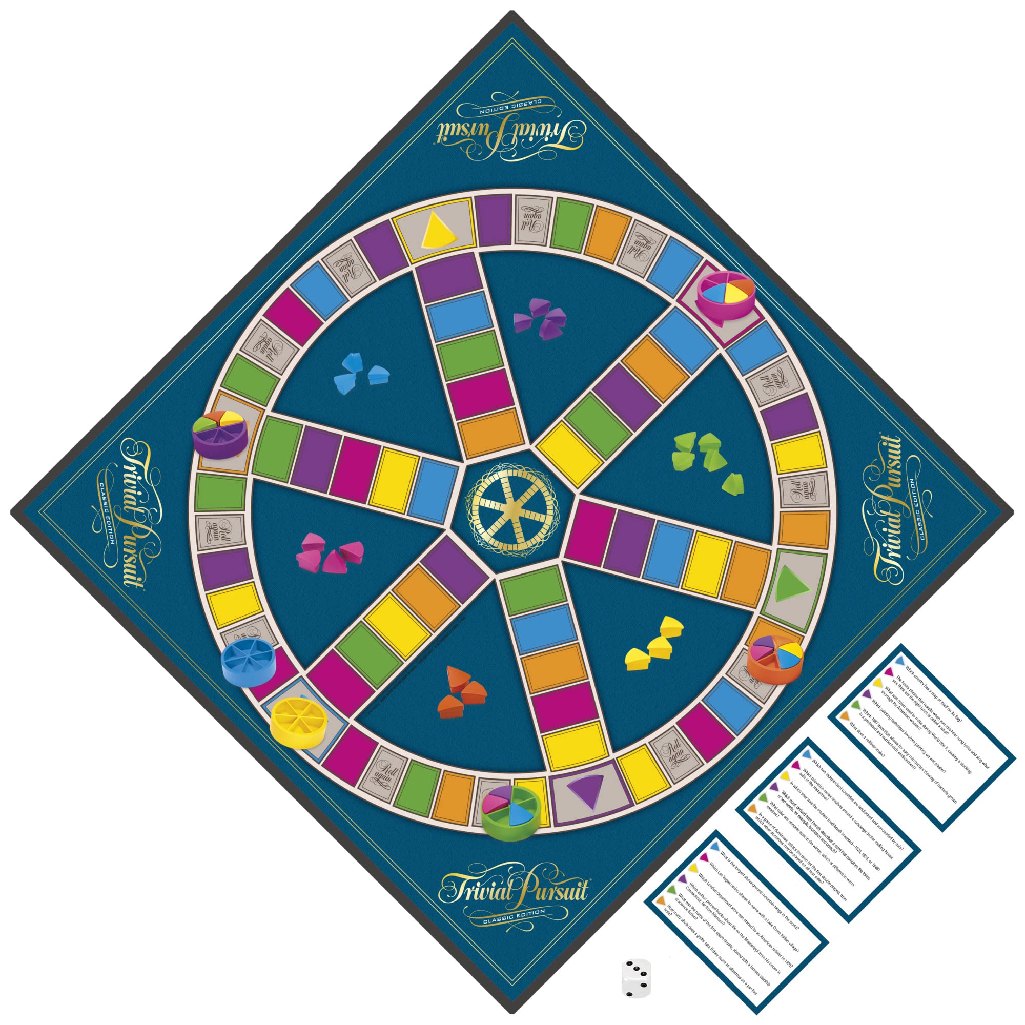 Hasbro Trivial Pursuit Classic Edition category icons guiding category selection.