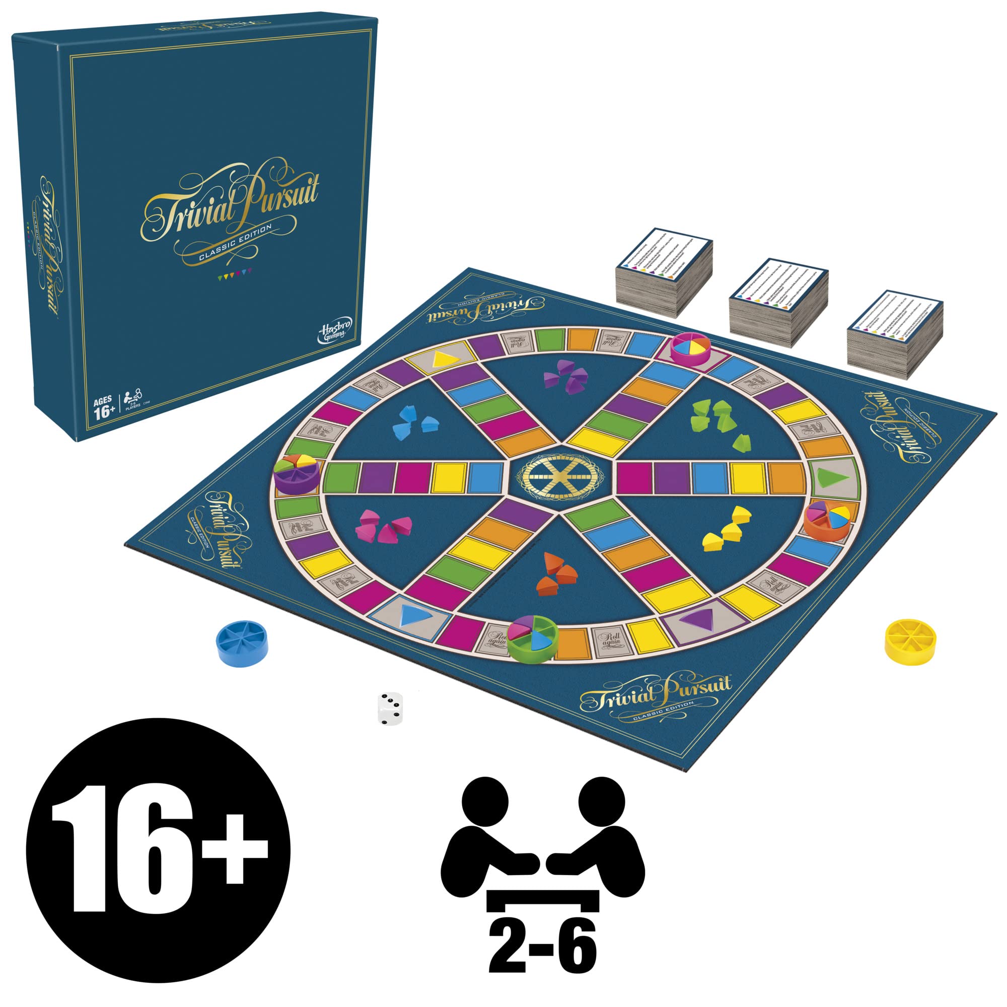 Hasbro Trivial Pursuit Classic Edition player pieces ready for play.