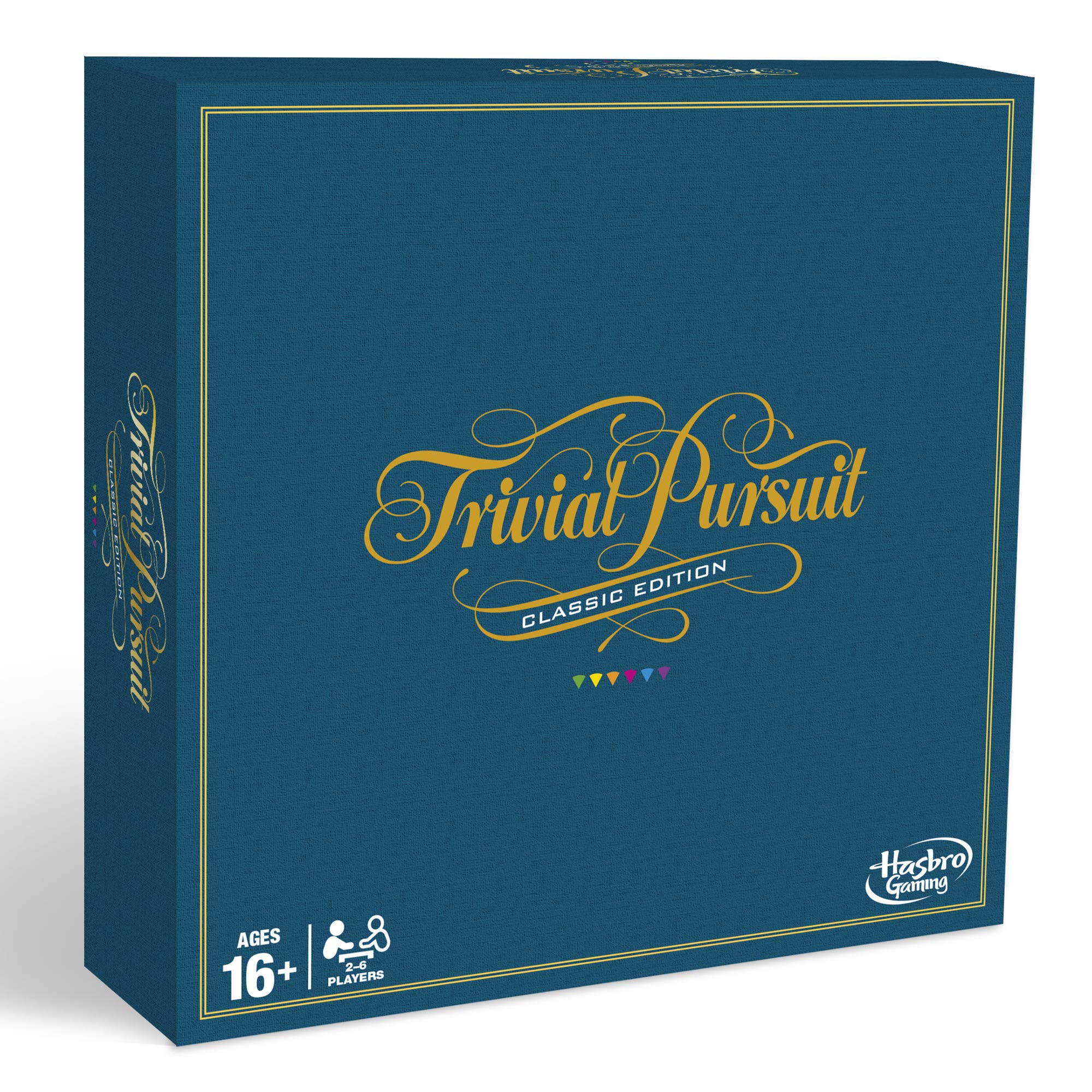 Hasbro Trivial Pursuit Classic Edition question cards with diverse topics.