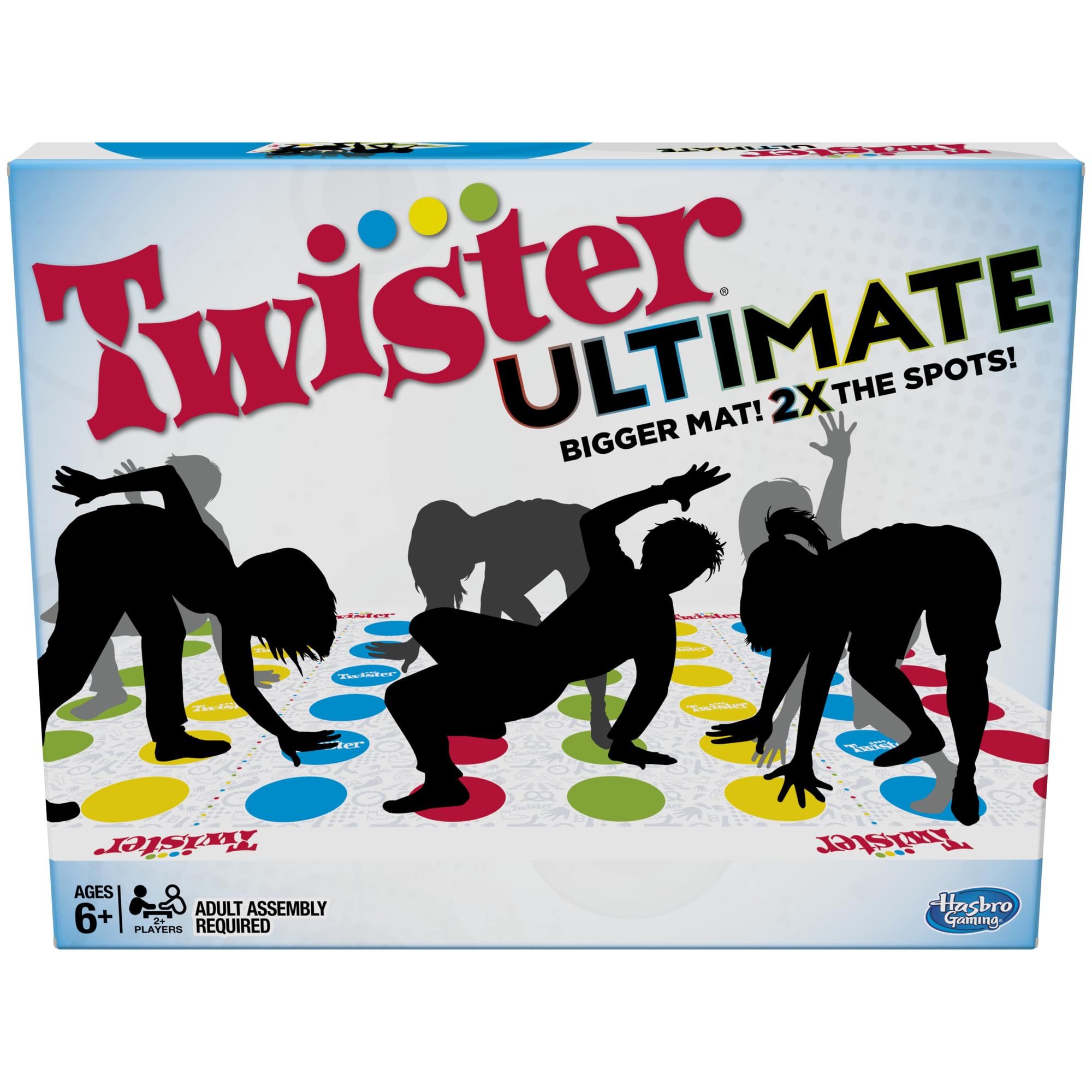 Hasbro Twister Ultimate mat enlarged for bigger family play and movement.