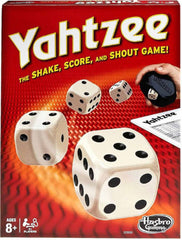 Hasbro Yahtzee dice and shaker for classic family game nights and easy scoring.