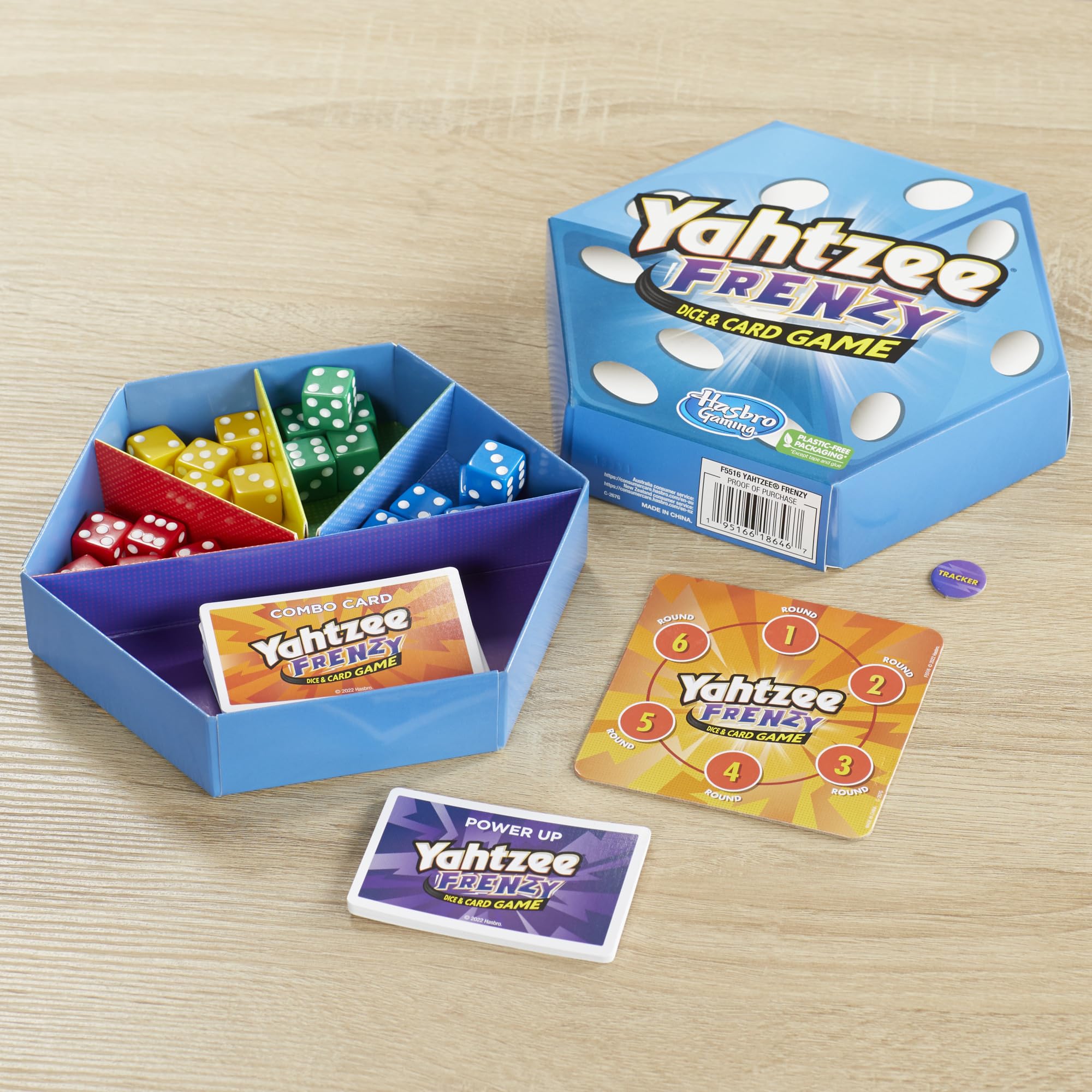 Hasbro Yahtzee Frenzy cards spread for rapid combo hunting