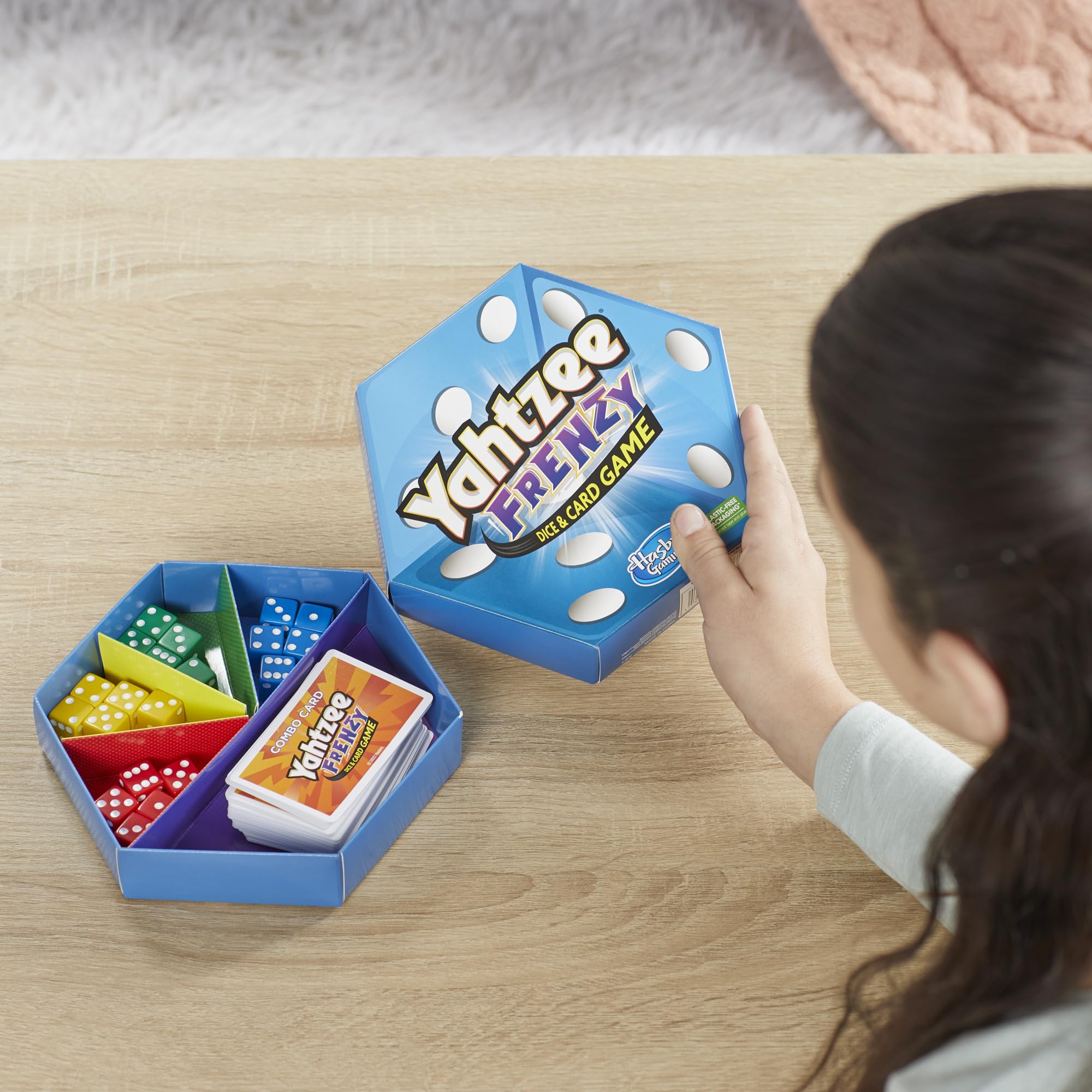 Compact Yahtzee Frenzy box ideal for travel and on the go play
