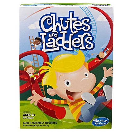 Hasbro Games Chutes & Ladders Candy Land colorful board and pieces ready for play.