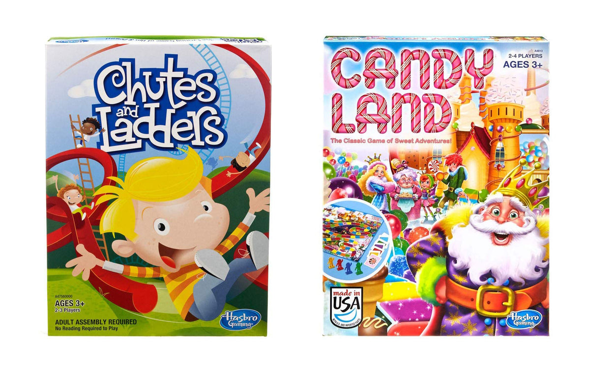 Hasbro Games Chutes & Ladders Candy Land bundle box front for family game night.