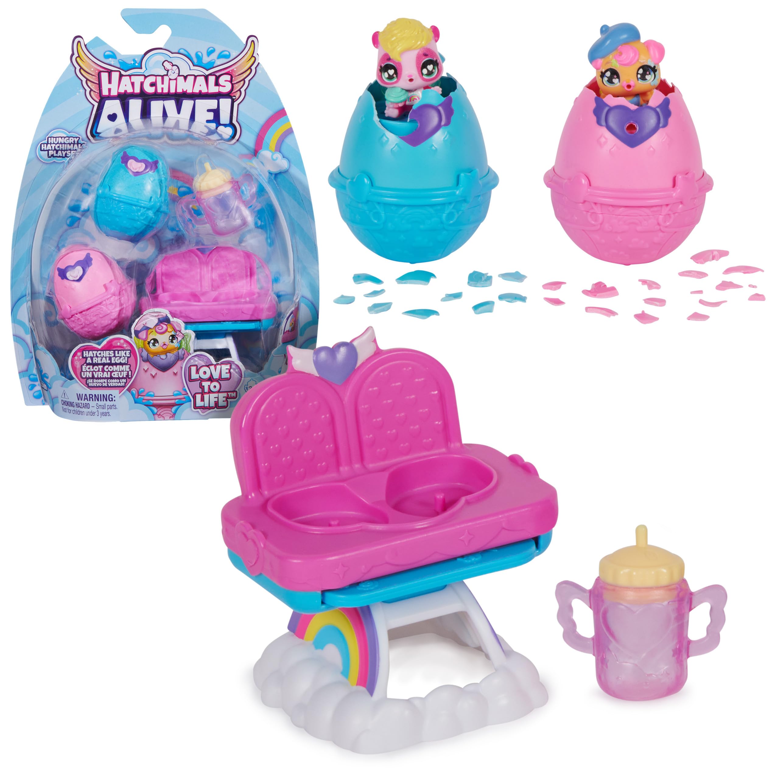 Hatchimals Alive Hungry Hatchimals playset with two eggs ready for nurturing and imaginative hatching play.