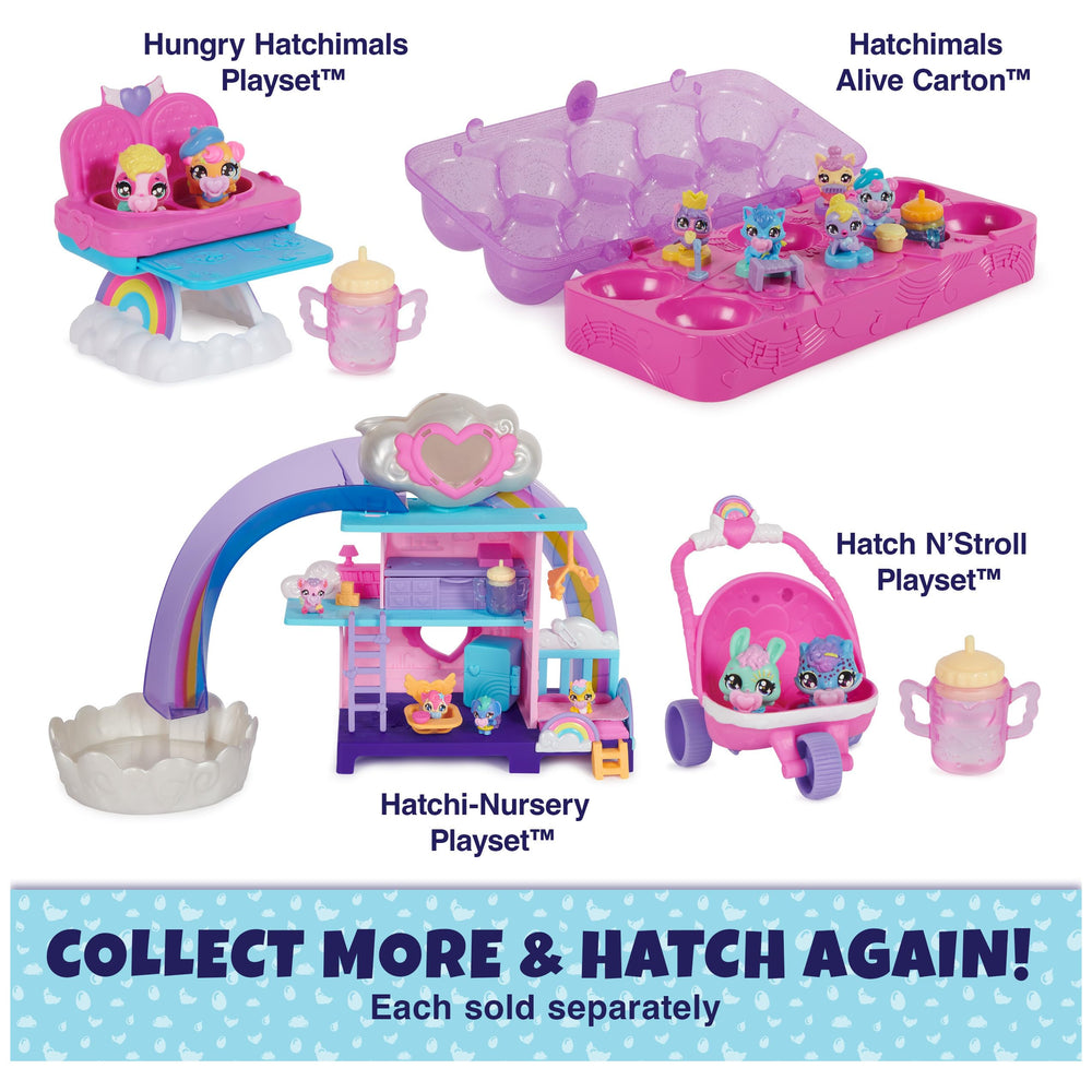 Hatchimals Alive nurturing play setup with parents guiding hatchlings.