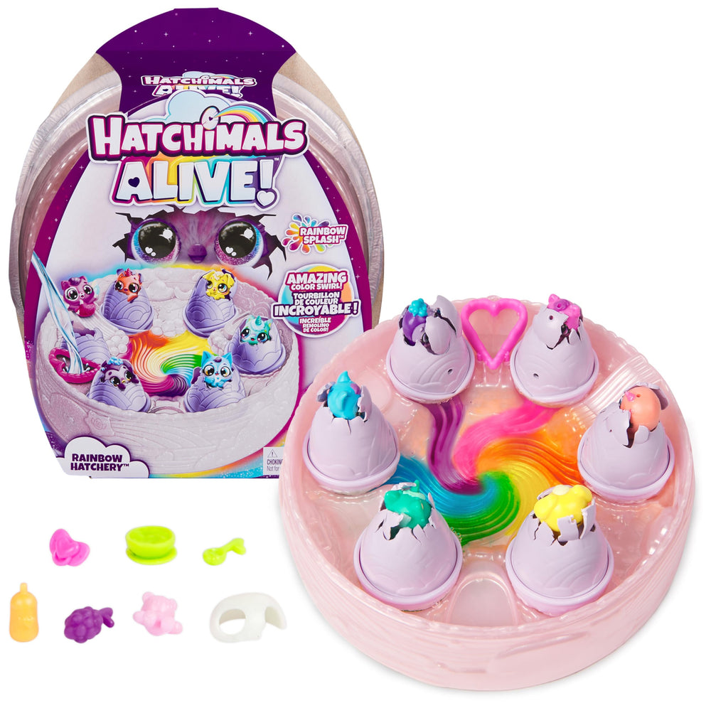 Hatchimals Alive rainbow hatchery full kit in action for imaginative play