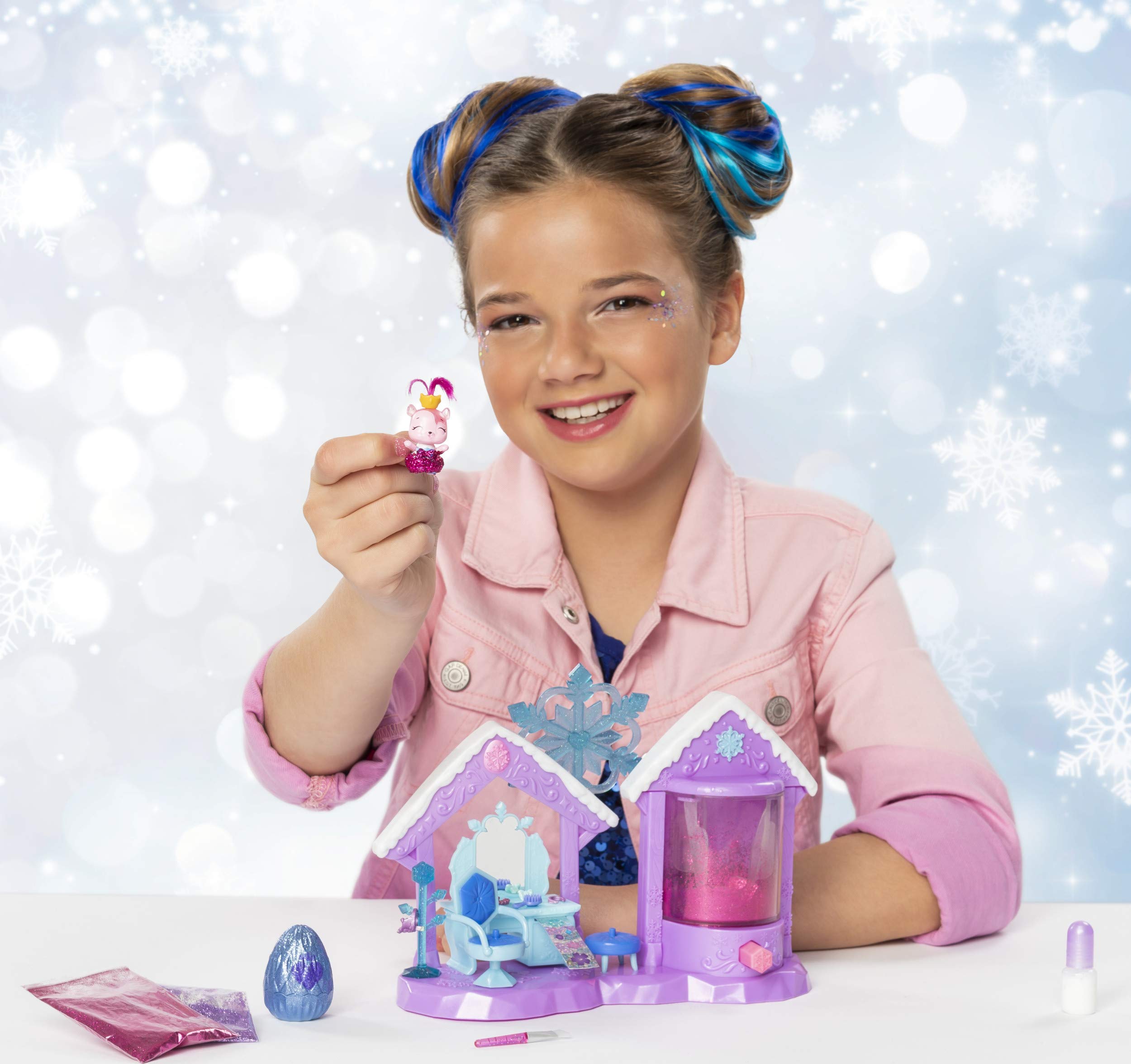 The Glitter Salon includes nine exclusive accessories for quick glam looks.