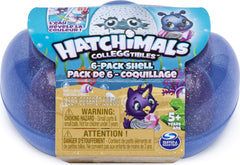 Hatchimals Sapphire Springs 6-Pack Shell Carrying Case lid open for easy display and transport.