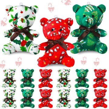 Haull Christmas mini bears red 6-pack close-up showing soft plush texture ideal for gifting
