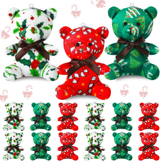 Haull Christmas mini bears red 6-pack close-up showing soft plush texture ideal for gifting