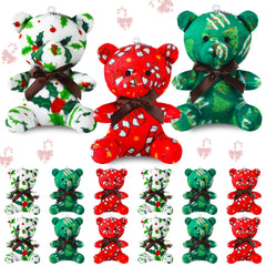 Haull Christmas mini bears red 6-pack close-up showing soft plush texture ideal for gifting