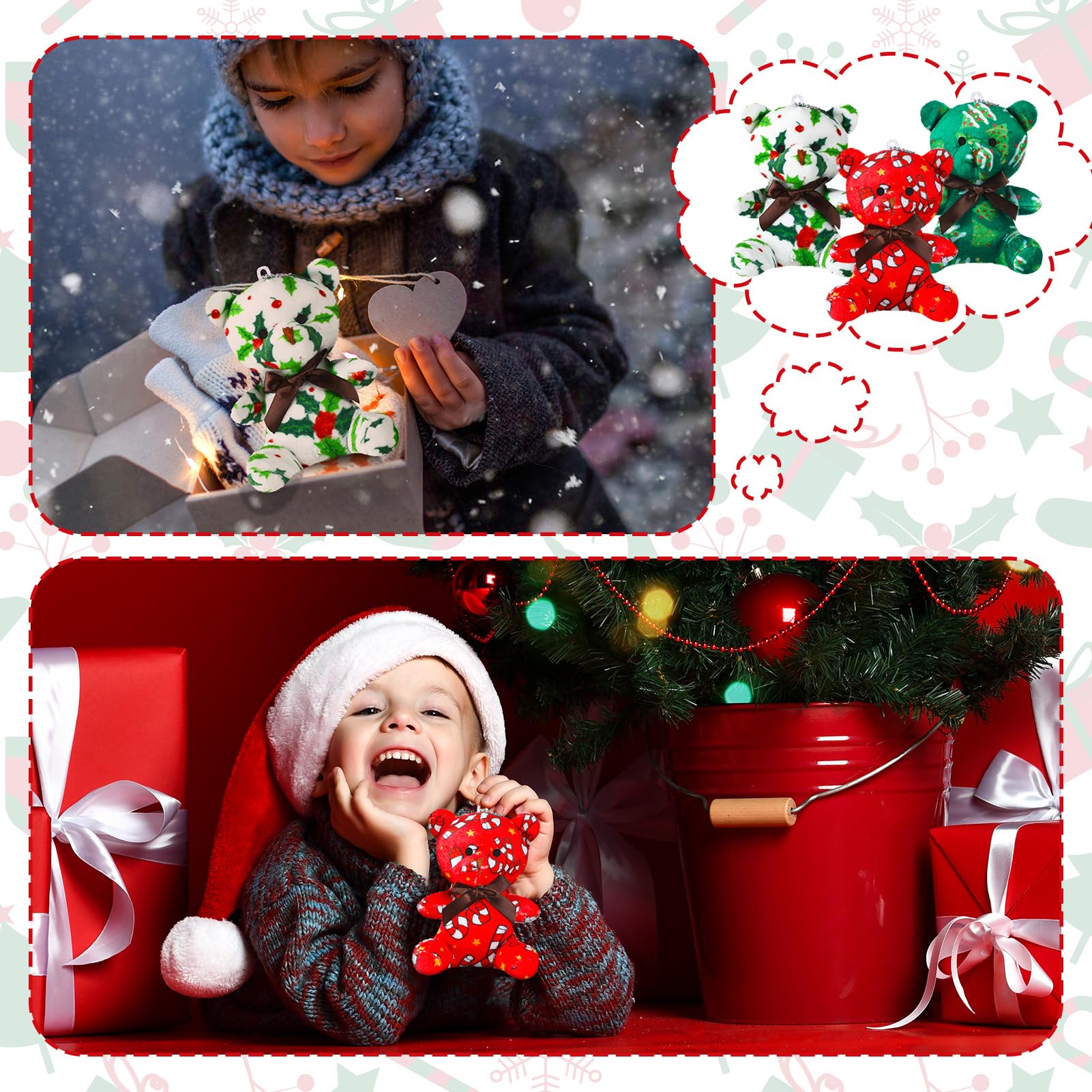 Haull Christmas mini bears soft-texture close-up emphasizes cuddly feel